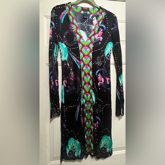 Custo Barcelona Multicolor Long Sleeve Dress Medium - Picture 3 of 5